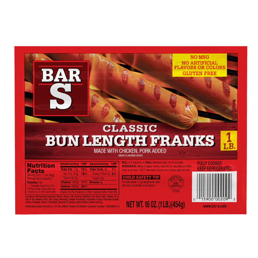 BAR-S Classic Bun Length Franks Hot Dog