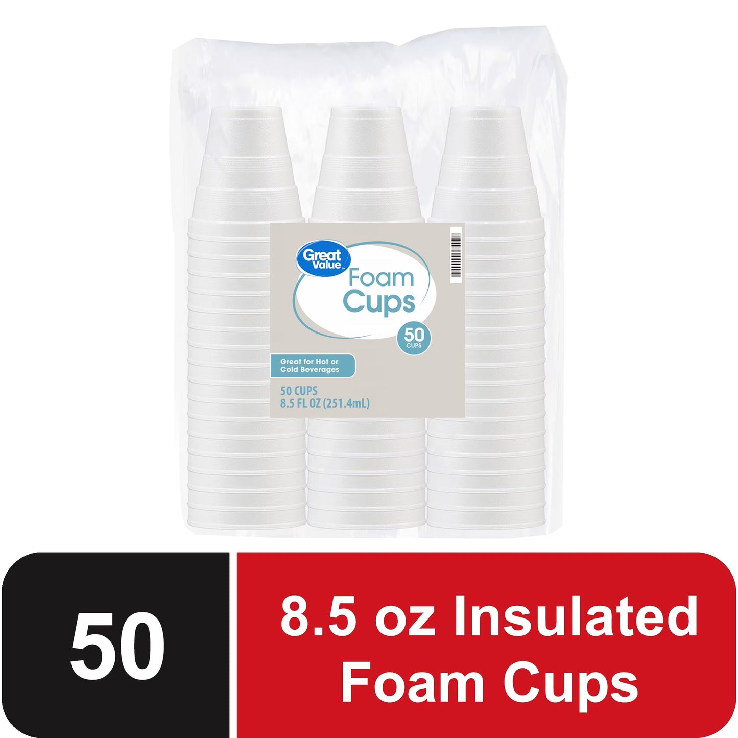 Great Value Foam Cups (8.5oz) 50PK