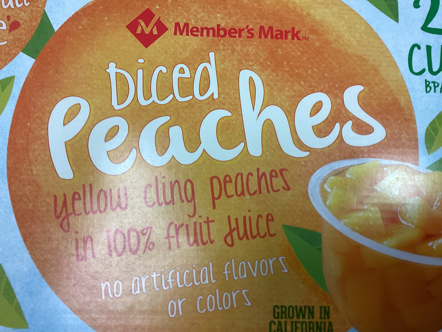 Diced peaches fruit cup