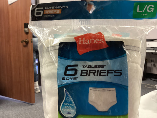 Hanes boys white briefs (Large)