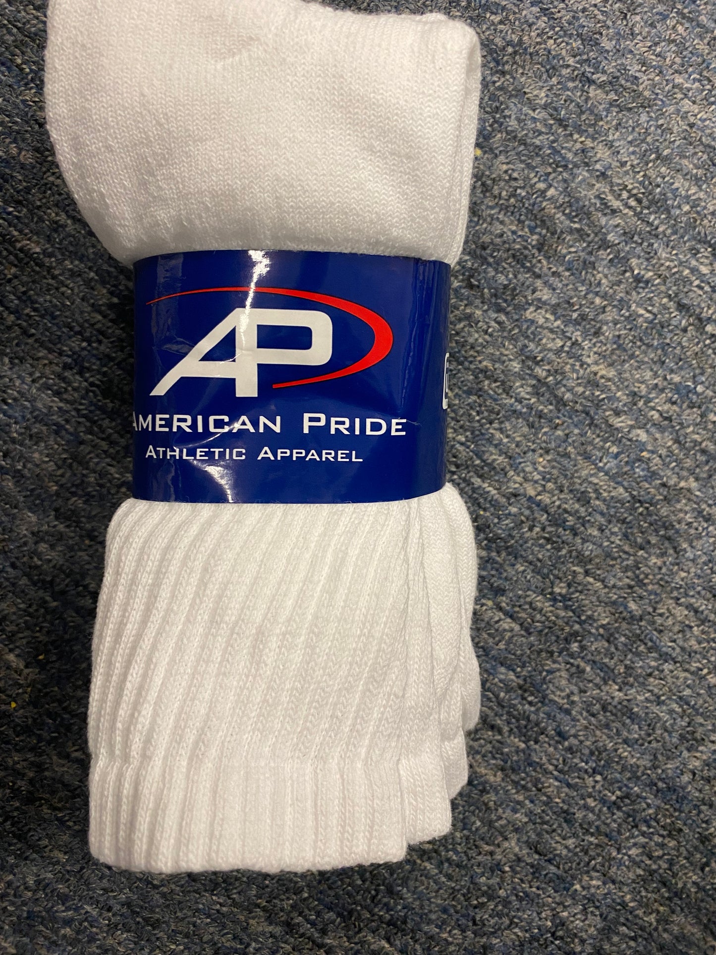 American Pride White Crew Socks 6 Pack Unisex Adult Size 10-13