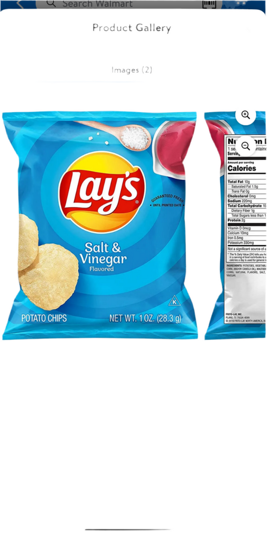 Lays salt & vinegar chips 1oz