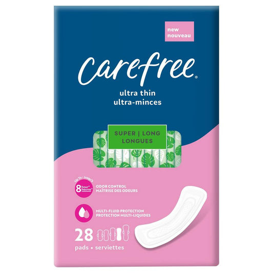 Carefree Ultra Thin Pads Super Long Pads Without Wings (28 ct)