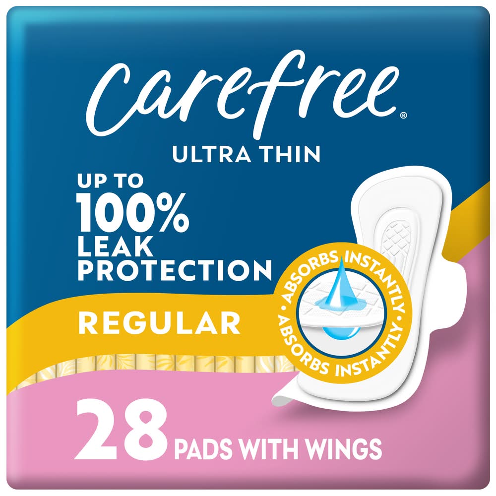 Carefree Ultra Thin Pads Super Long Pads Without Wings (28 ct)