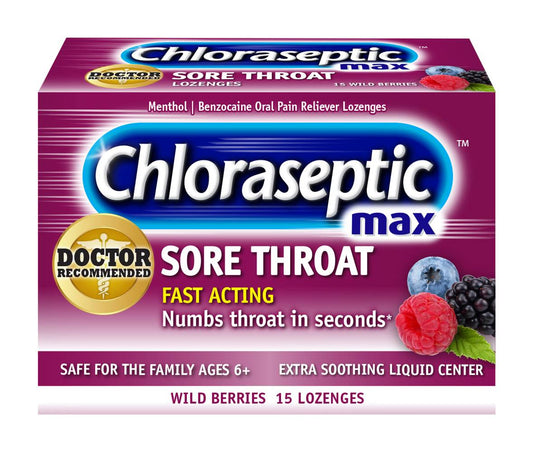 Chloraseptic Max Sore Throat Relief Wild Berries Lozenges (2.6 oz)