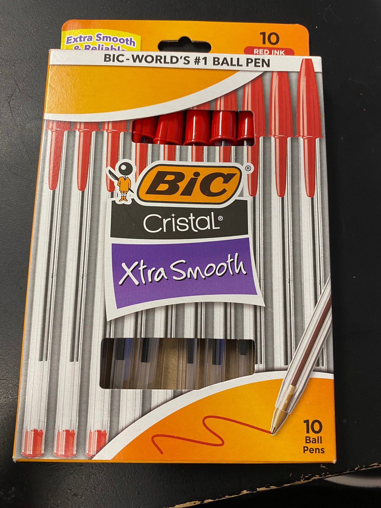 BIC cristal red ink pens