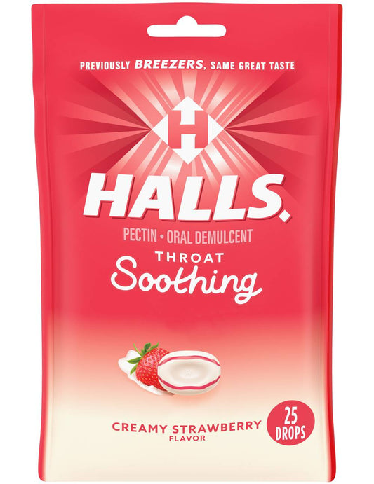 Halls Creamy Strawberry Flavor Throat Soothing (3.09 oz)