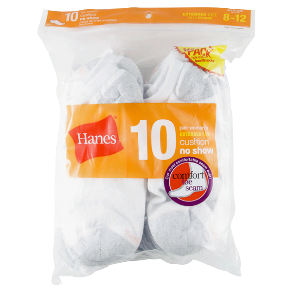 Hanes women “NoShow” socks 5-9 10pr (white)