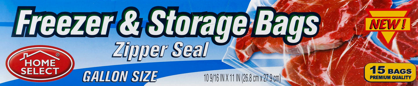 Home Select Gallon Zipper Freezer Bags (15ct)