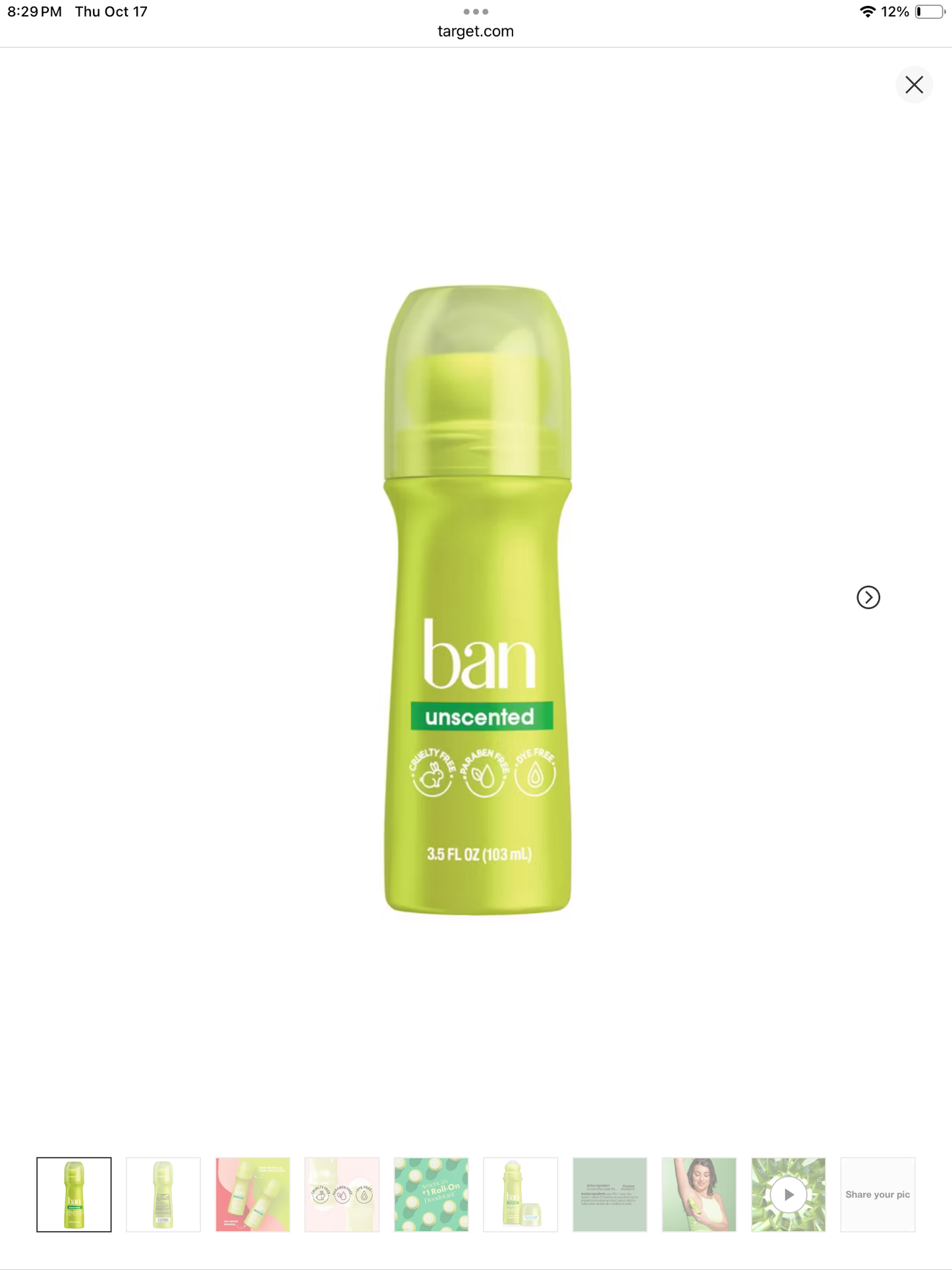 Ban roll-on deodorant (women)