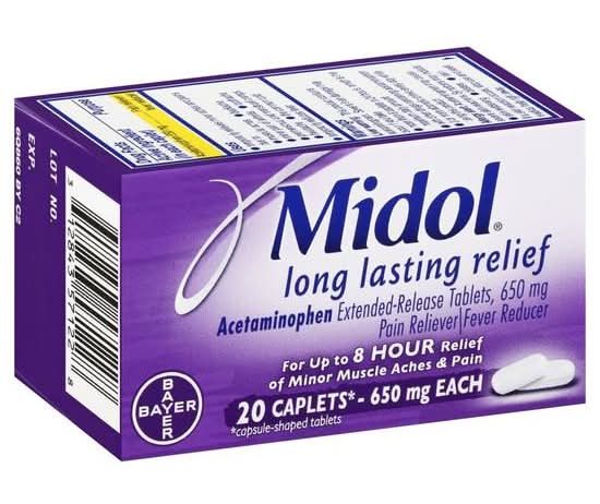 Midol Long Lasting Relief Acetaminophen Extended Release 650 mg