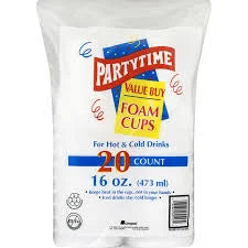 Party time StyroFoam Cups (Variety sz & Qty)